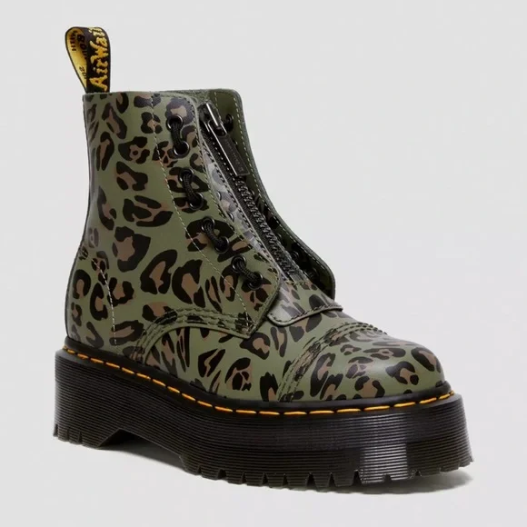 DR. MARTENS SINCLAIR DISTORTED LEOPARD PRINT PLATFORM BOOTS - Picture 2 of 8
